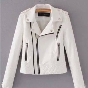 White Moto Jacket. Faux Leather. Perfect condition